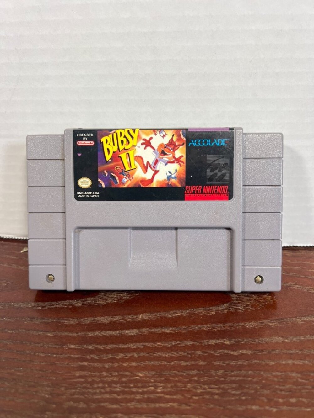 Bubsy II Super Nintendo SNES Game Cartridge Accolade 1992 Tested Authentic